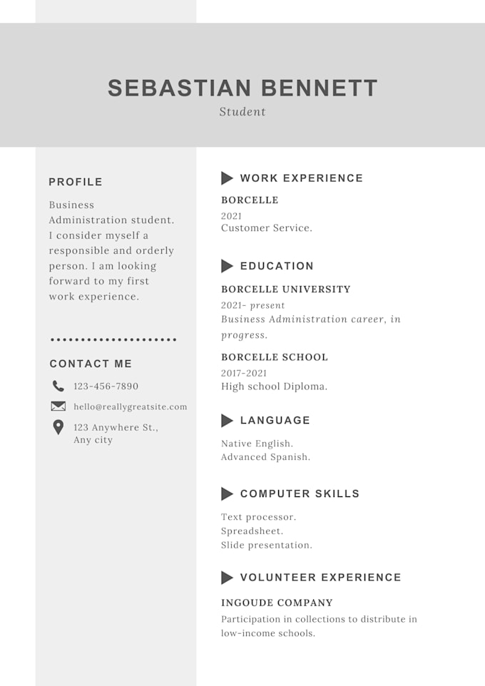 create a professional resume for students and freshers