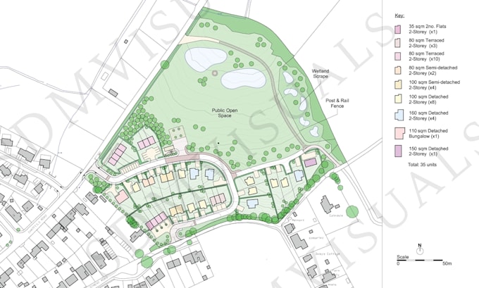 Design and create drawings for a concept master plan layout by ...