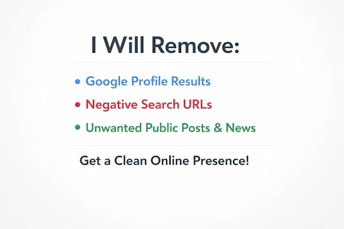 remove google profile results, negative search urls, unwanted public posts, news