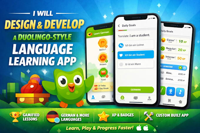 develop duolingo case app gamified language learning app german learning app