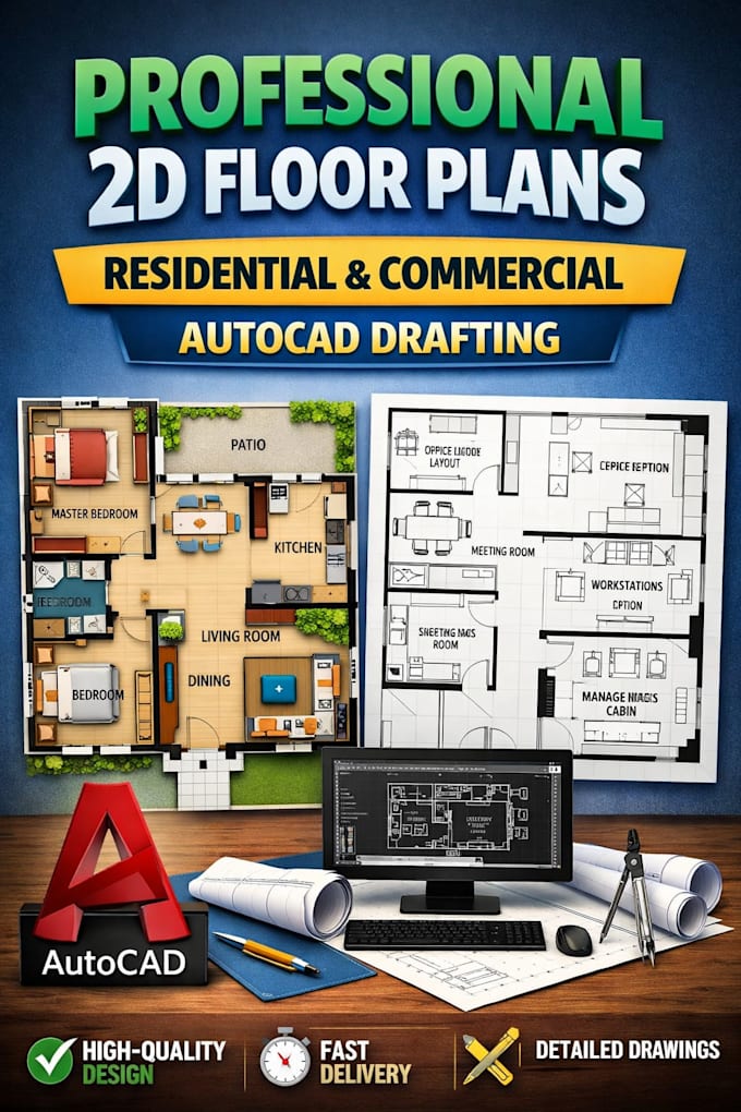 2d floor plan design and drafting using autocad by Aminmemon500 | Fiverr