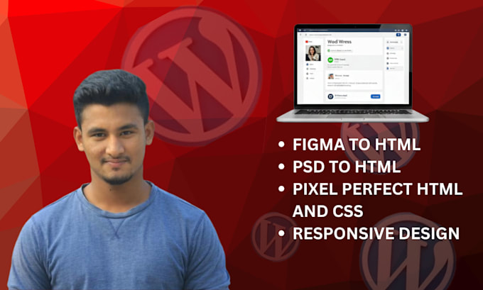 convert figma to HTML CSS, PSD to HTML with responsive design
