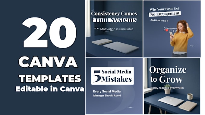 design 20 editable canva templates for instagram and facebook