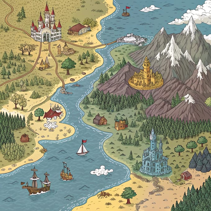 make  fantasy map illustration for map