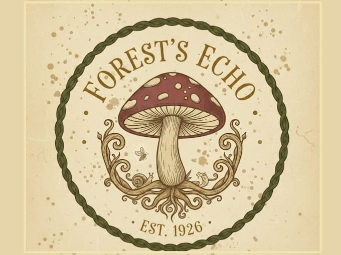 draw professional vintage illustration mushroom logo