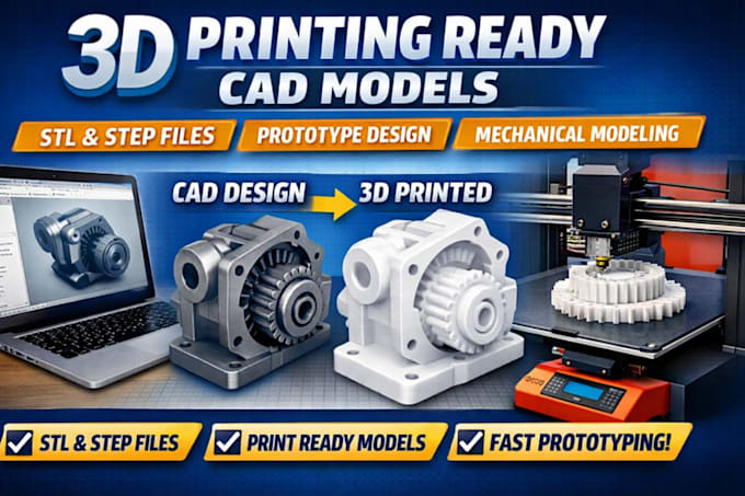 3d printing ready cad stl step file product design prototype mechanical ...