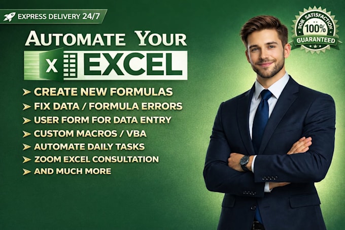 do excel formulas, vba, macros, google sheet and custom spreadsheet template
