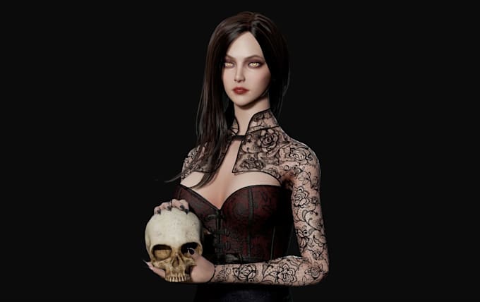 develop 3dnsfw,skinny avatar,horror,vampire model ready for game,vrm,glb avatar