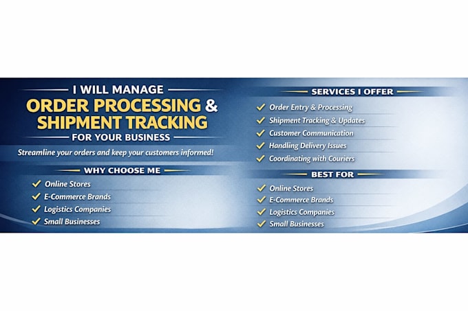 Manage order processing and shipment tracking by Sashakaybrown97 | Fiverr