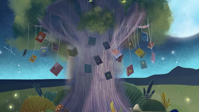 create a whimsical illustrated animation loop