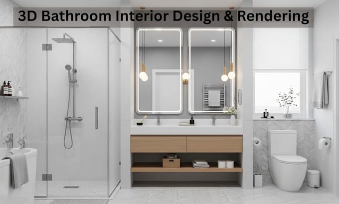 Do bathroom interior design in 3d and render project scale by Archy ...