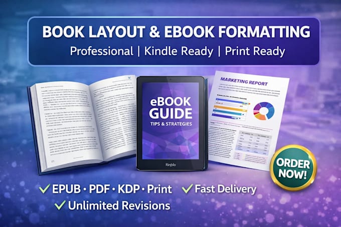 design book layout design, formatting, ebook PDF  report design