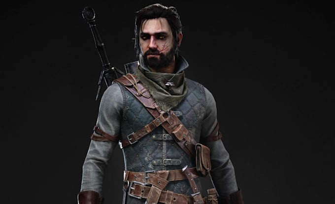 model 3d modular character, warrior model, game asset,ue5 rig3d model,uv texture
