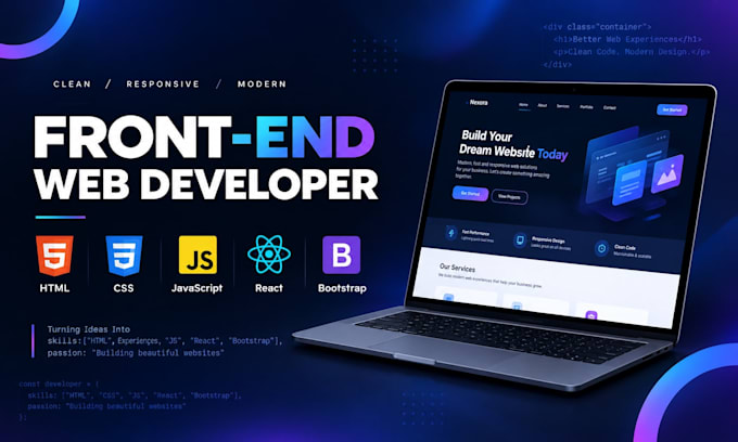 design responsive website using HTML CSS bootstrap and react