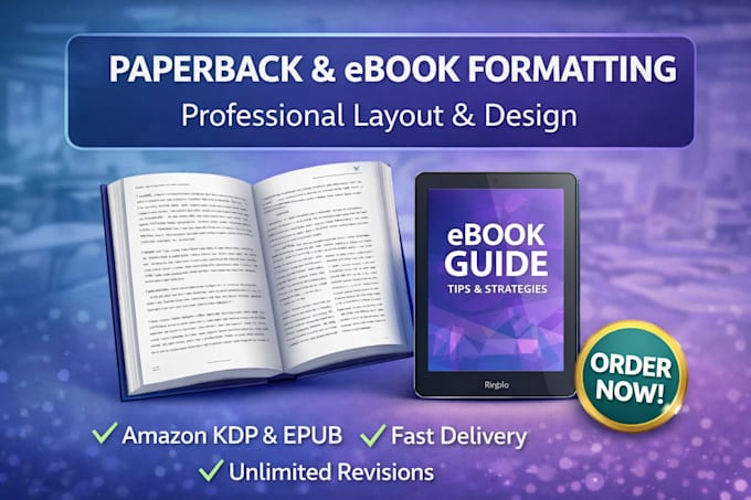 design paperback ebook formatting book layout design
