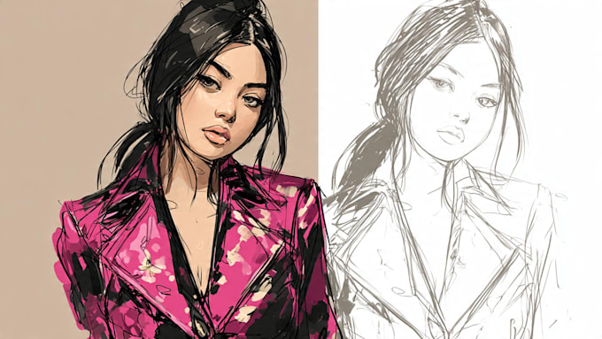 make digital fashion illustration or sketch