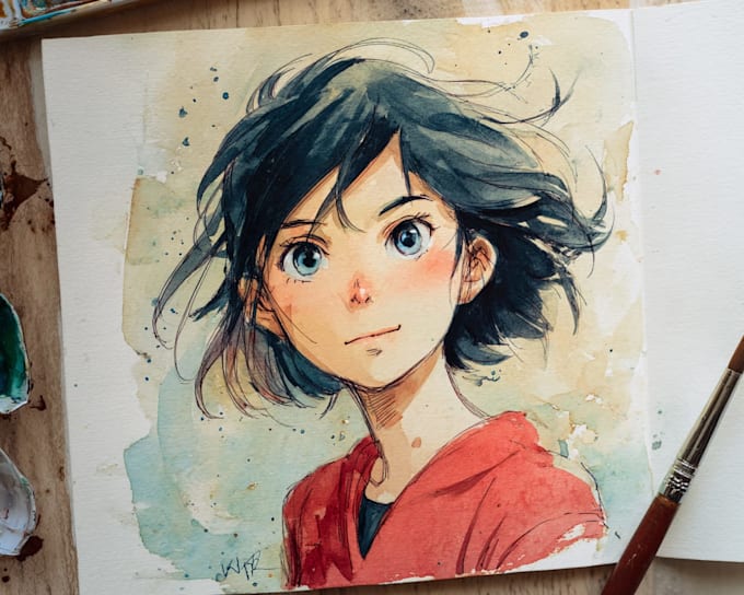 create a watercolor character art portrait