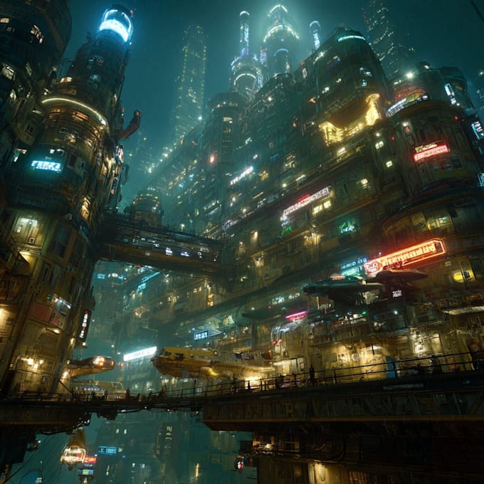 Create science fiction city, cyberpunk art by Gazezaa | Fiverr