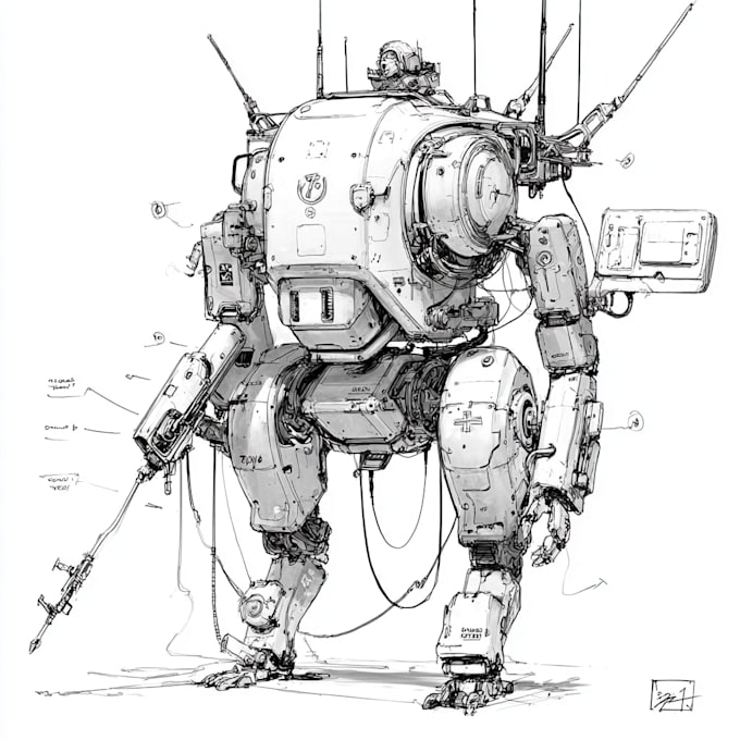 draw or design mechs robots concepts