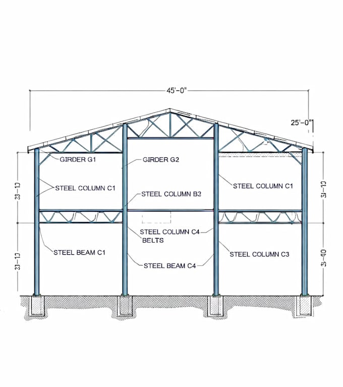 draw 2d structural plan, column, beam, footing in autocad