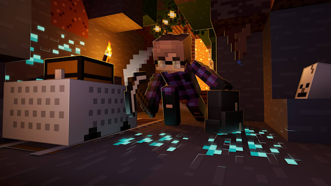 make mojang style minecraft render or keyart for you