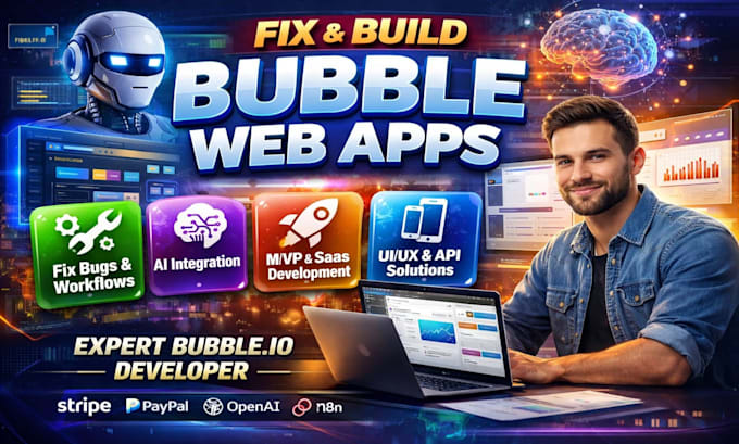fix bubble web app bubble ai bubble mvp bubble app developer bubble io saas uiux