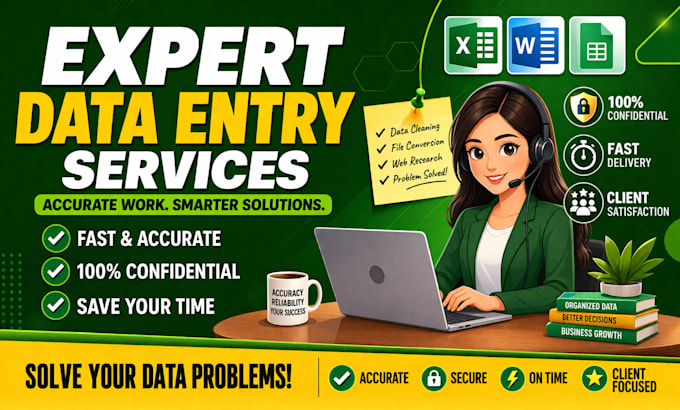 do accurate data entry, excel formatting and clean messy data fast