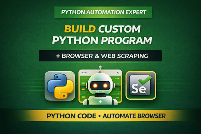 build custom python program, bot browser automation, web scrapers using selenium