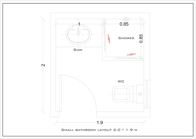 design a functional bathroom layout with plumbing suggestions , concept layout