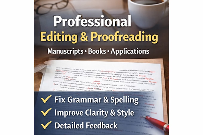 edit and proofread books, manuscripts, and applications