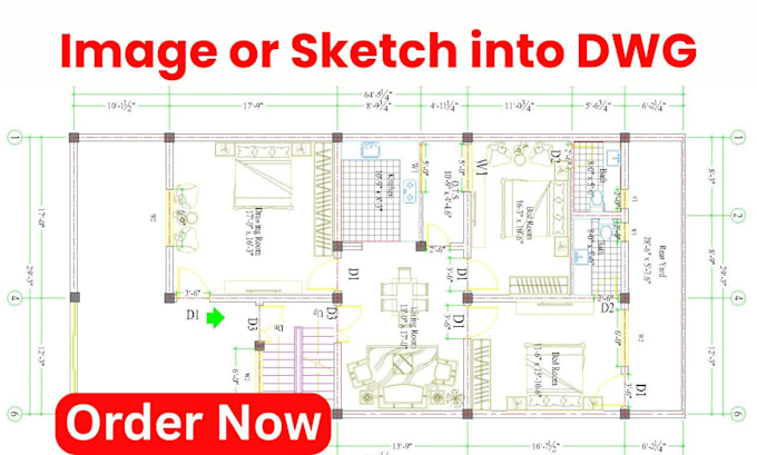 convert image or PDF into cad drawing as an architectural draftsman