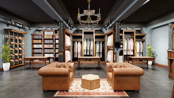 design retail store interior,modern clothing store,showroom visuals, 3drendering