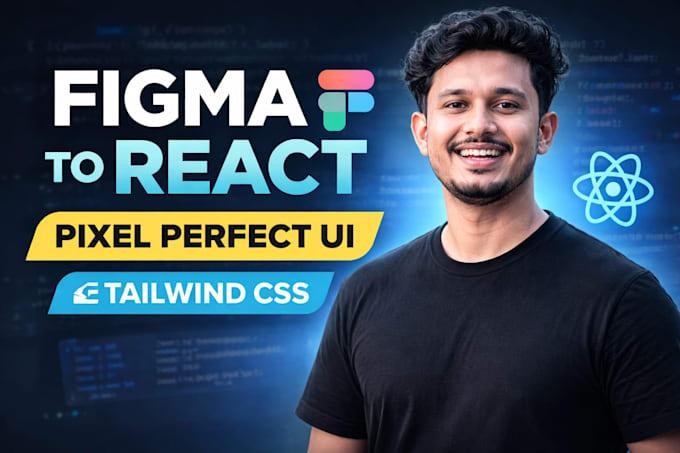 convert figma design to responsive react js website with tailwind css