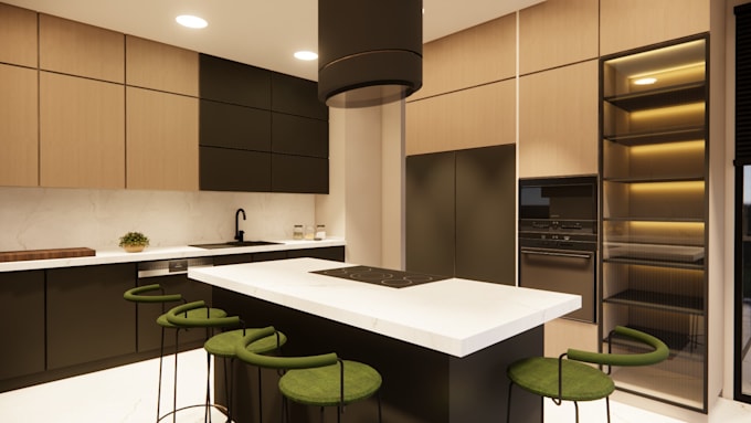 Kitchen interior design with plans and 3d renders by Suedaluici | Fiverr
