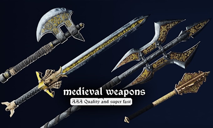 design high quality 3d medieval weapons for games