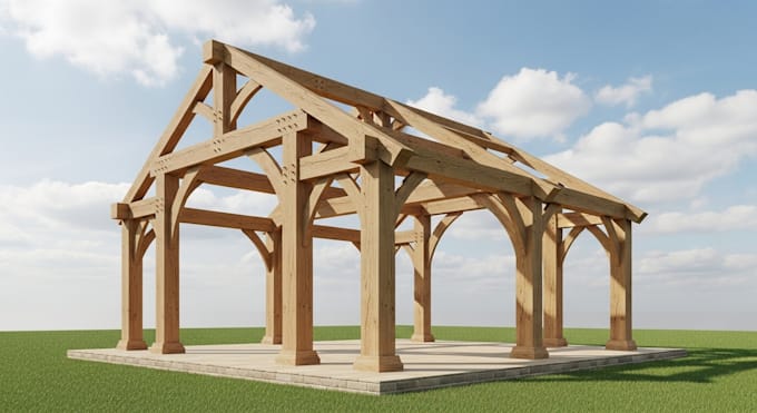 do 3d timber frame, pavilion drawing, truss plan and structural calcs