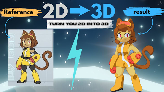 turn you 2d into 3d character stylized