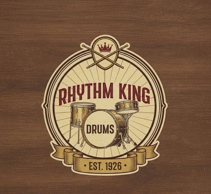 design a vintage drum logo with classic rhythm style