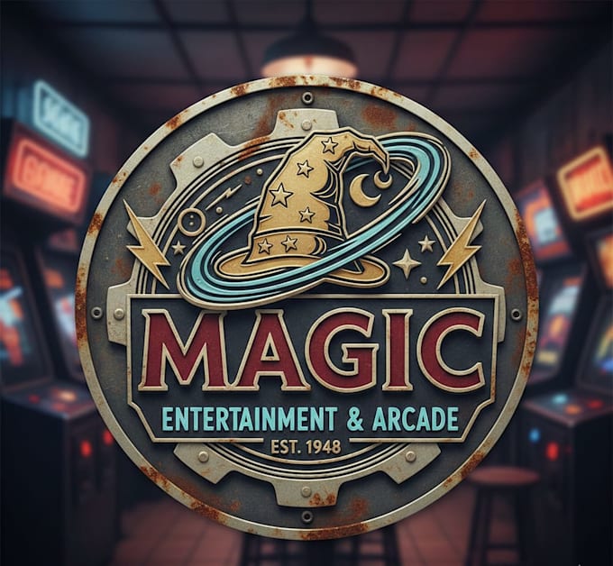 design a vintage magic logo with mystical retro style