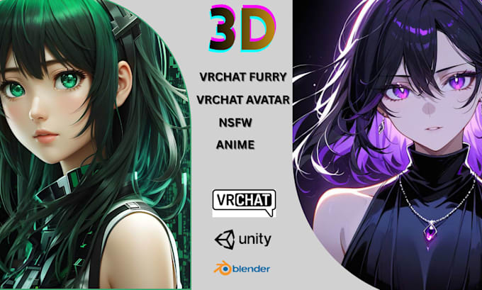 create custom vrchat avatar vrc avatar furry or anime 3d model