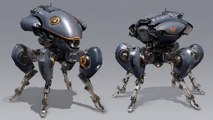 illustrate high quality futuristic mecha designs