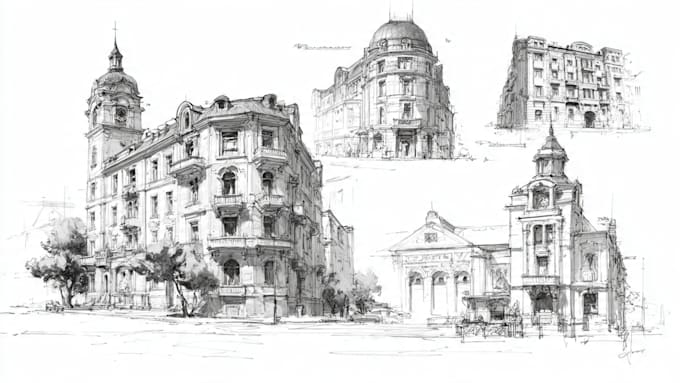 create urban sketches and architectural illustrations