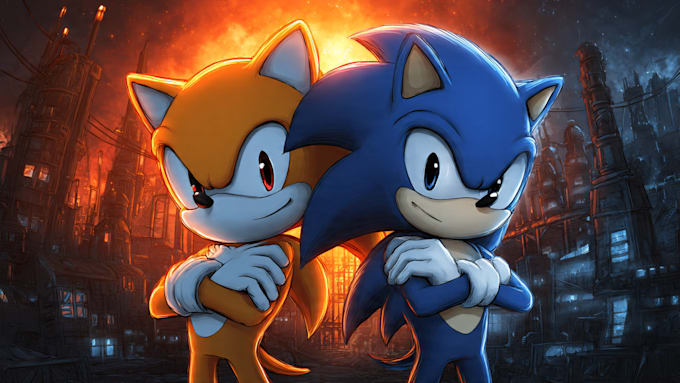 make a drawing in the sonic adventure artstyle