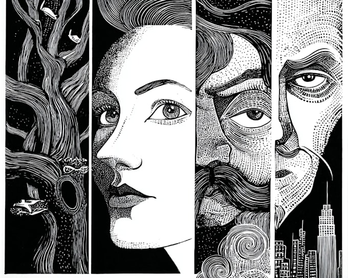 do linocut or woodcut illustrations
