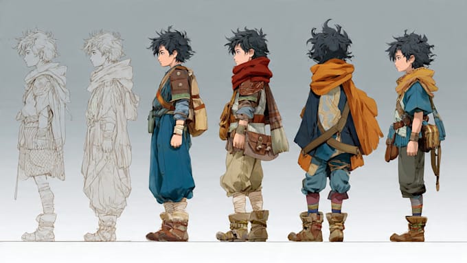 Draw concept art and character sheets in anime style by Geneciacoy | Fiverr