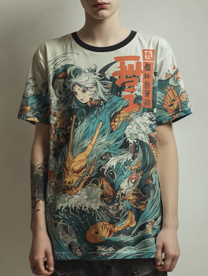 draw a japanese t shirt illustration