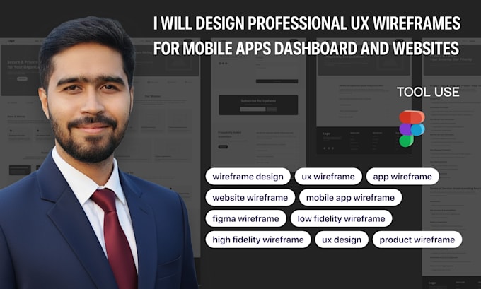 professional design figma ux wireframes for mobile app, website, dashboard