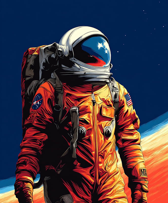 draw you a cool astronaut astronaut illustration, sci fi art