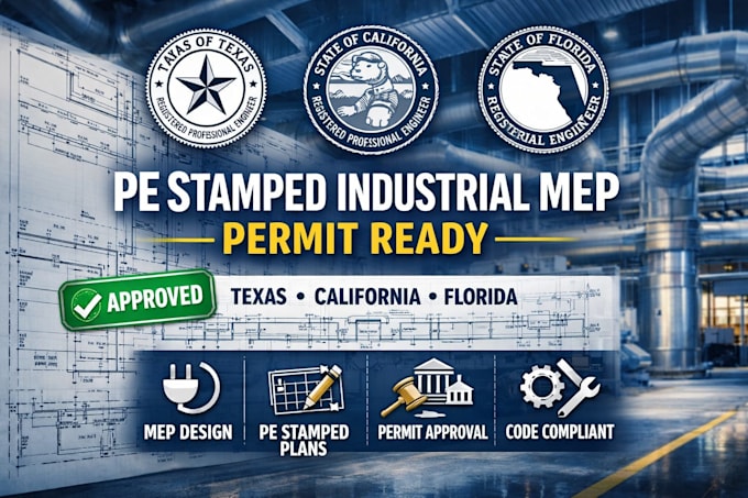 Deliver pe stamped industrial mep drawings permit ready for texas and ...