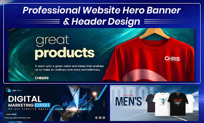 design professional website banner, header, and hero image